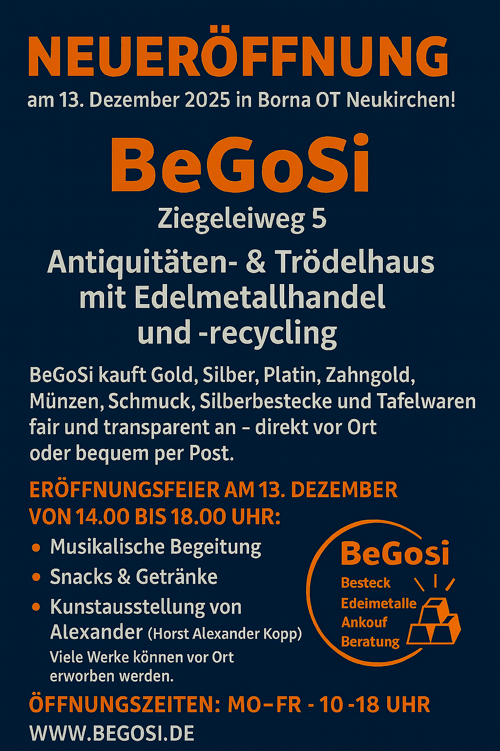 BeGoSi öffnet am 13.12.25 feierlich die Türen am neuen Standort in Borna - Neukirchen.